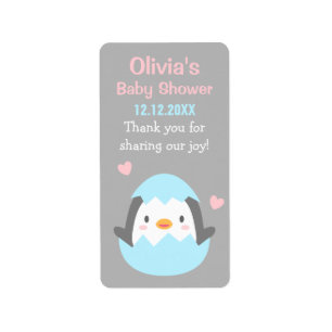 Cute Penguin Baby Shower Bedankjes Labels