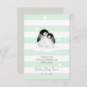 Cute Penguin Baby shower Bedankkaart (Voorkant / Achterkant)