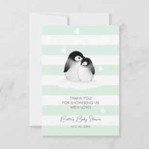 Cute Penguin Baby shower Bedankkaart
