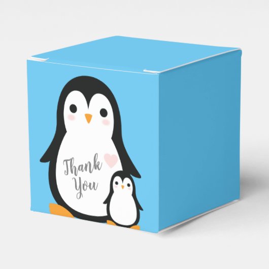 Cute Penguin Baby shower Blue Boy Bedankdoosjes (Voorkant Zijde)