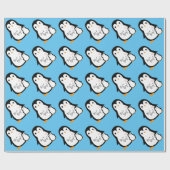 Cute Penguin Baby shower Blue Boy Cadeaupapier (Vlak)