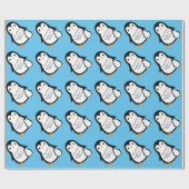 Cute Penguin Baby shower Blue Boy Cadeaupapier (Vlak)