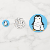 Cute Penguin Baby shower Blue Boy Confetti (Achterkanten)