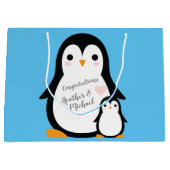 Cute Penguin Baby shower Blue Boy Groot Cadeauzakje (Voorkant)
