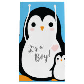 Cute Penguin Baby shower Blue Boy Klein Cadeauzakje (Voorkant)