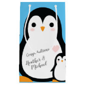 Cute Penguin Baby shower Blue Boy Klein Cadeauzakje (Voorkant)