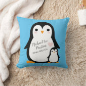 Cute Penguin Baby shower Blue Boy Kussen (Deken)