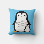 Cute Penguin Baby shower Blue Boy Kussen (Voorkant)