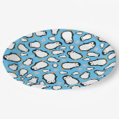 Cute Penguin Baby shower Blue Boy Papieren Bordje (Gekanteld)