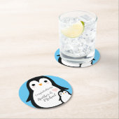 Cute Penguin Baby shower Blue Boy Ronde Kartonnen Onderzetter (Insitu)