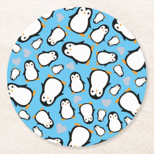 Cute Penguin Baby shower Blue Boy Ronde Kartonnen Onderzetter