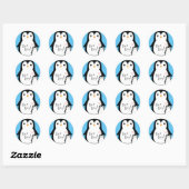 Cute Penguin Baby shower Blue Boy Ronde Sticker (Vel)