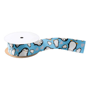 Cute Penguin Baby shower Blue Boy Satijnen Lint