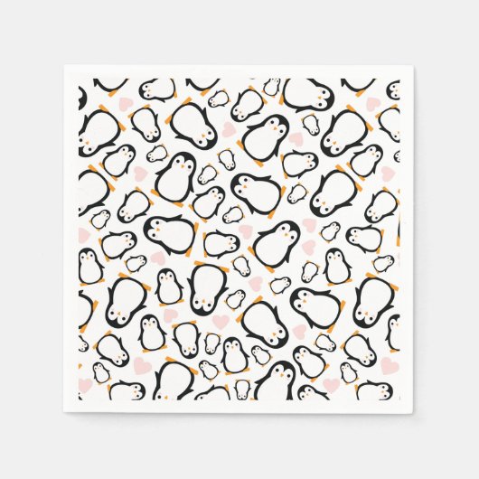 Cute Penguin Baby shower Blue Boy Servet (Voorkant)