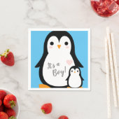 Cute Penguin Baby shower Blue Boy Servet (Insitu)
