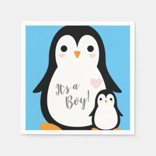 Cute Penguin Baby shower Blue Boy Servet