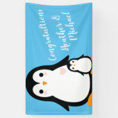 Cute Penguin Baby shower Blue Boy Spandoek (Verticaal)