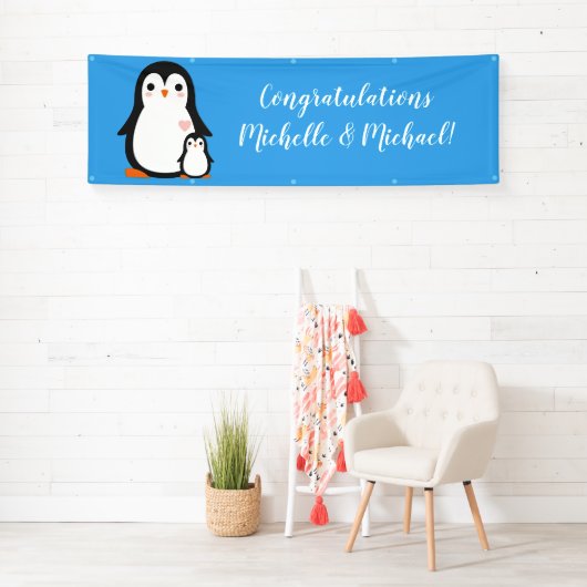 Cute Penguin Baby shower Blue Boy Spandoek (Insitu)