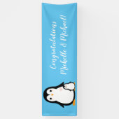 Cute Penguin Baby shower Blue Boy Spandoek (Verticaal)