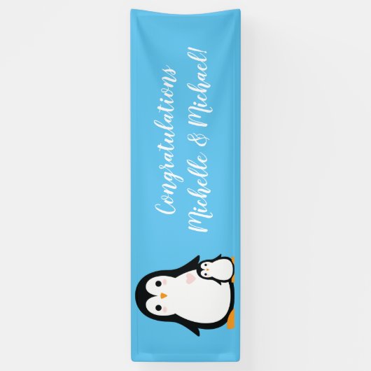 Cute Penguin Baby shower Blue Boy Spandoek (Verticaal)