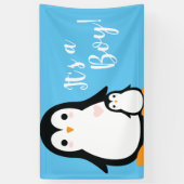 Cute Penguin Baby shower Blue Boy Spandoek (Verticaal)