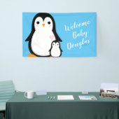 Cute Penguin Baby shower Blue Boy Spandoek (Beurs)