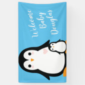 Cute Penguin Baby shower Blue Boy Spandoek (Verticaal)