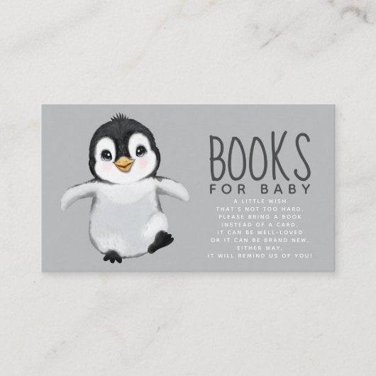 Cute Penguin Baby shower Books for Baby Enclosure Informatiekaartje (Voorkant)