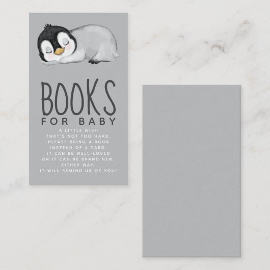 Cute Penguin Baby shower Books for Baby Informatiekaartje (Voorkant / Achterkant)