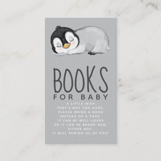 Cute Penguin Baby shower Books for Baby Informatiekaartje (Voorkant)