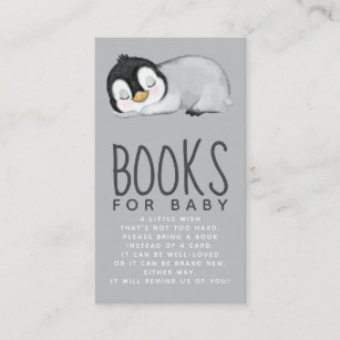 Cute Penguin Baby shower Books for Baby Informatiekaartje