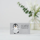Cute Penguin Baby shower Diaper Raffle Informatiekaartje (Staand voorkant)