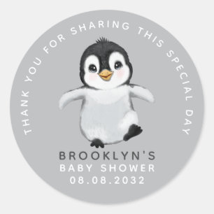 Cute Penguin Baby shower Hartelijk dank Ronde Sticker