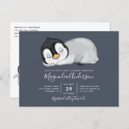 Cute Penguin Baby shower Invitation Briefkaart