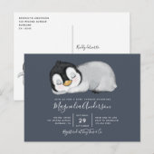 Cute Penguin Baby shower Invitation Briefkaart (Voorkant / Achterkant)