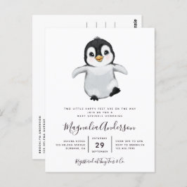 Cute Penguin Baby shower Invitation Briefkaart