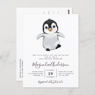 Cute Penguin Baby shower Invitation Briefkaart