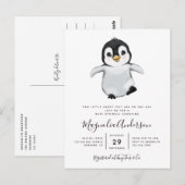 Cute Penguin Baby shower Invitation Briefkaart (Voorkant / Achterkant)