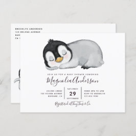 Cute Penguin Baby shower Invitation Briefkaart