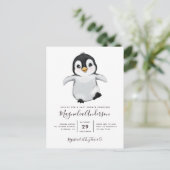 Cute Penguin Baby shower Invitation Briefkaart (Staand voorkant)