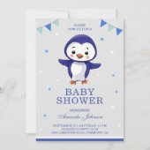 Cute Penguin Baby shower Invitation Kaart (Voorkant)