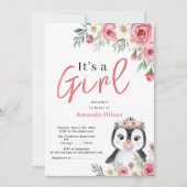 Cute Penguin Baby shower Invitation Kaart (Voorkant)