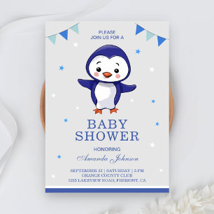 Cute Penguin Baby shower Invitation Kaart