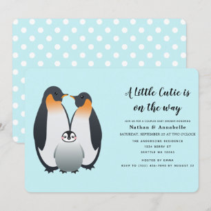 Cute Penguin Baby shower Invitation Kaart