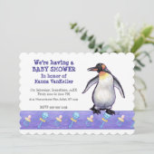 Cute Penguin Baby shower Kaart (Staand voorkant)
