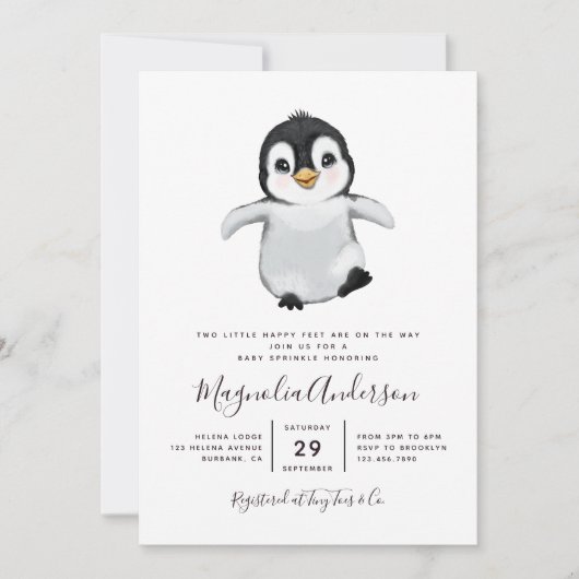 Cute Penguin Baby shower Kaart (Voorkant)