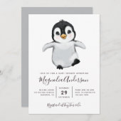 Cute Penguin Baby shower Kaart (Voorkant / Achterkant)