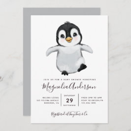 Cute Penguin Baby shower Kaart