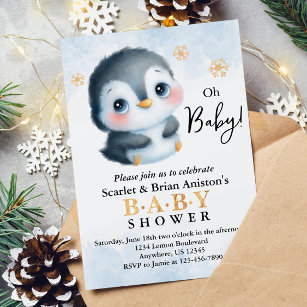 Cute Penguin Baby shower Kaart