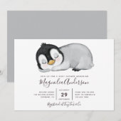 Cute Penguin Baby shower Kaart (Voorkant / Achterkant)